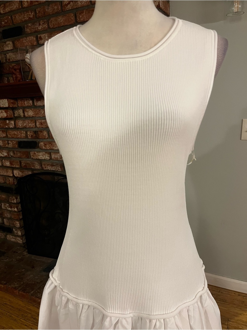 1.STATE Mixed Media Tank Midi Bubble skirt Dress - Picture 3 of 8
